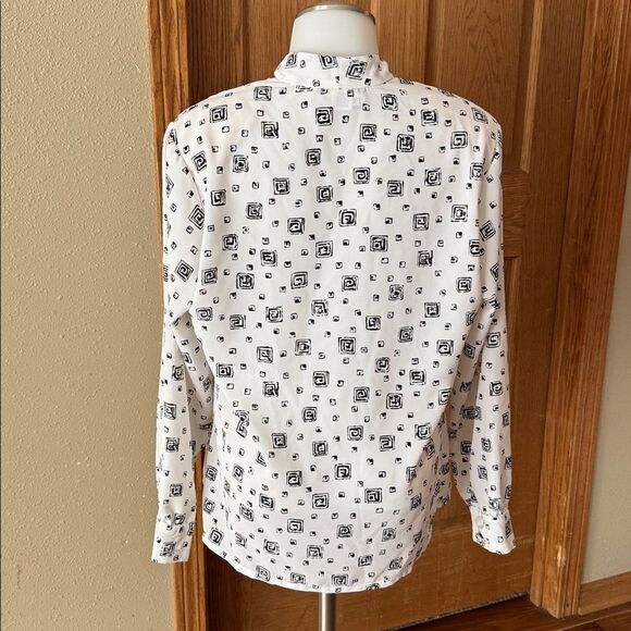 PENDLETON Vintage 80s/90s Geometric Print Button Front Blouse - Picture 8 of 11